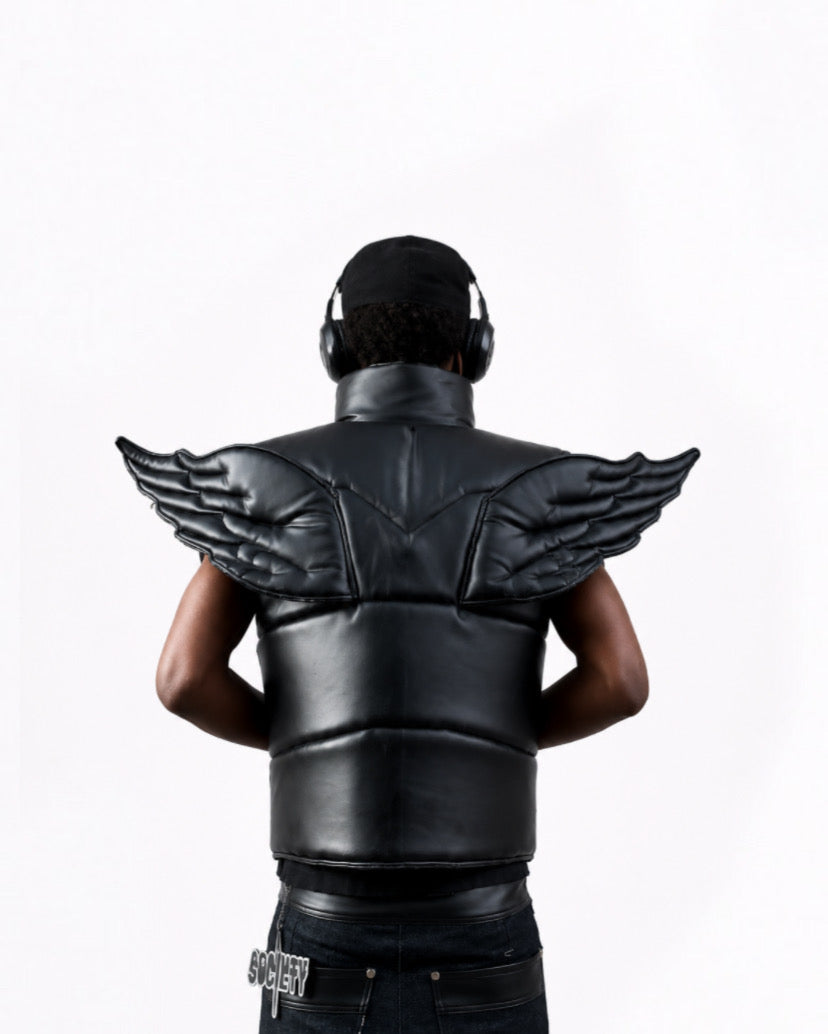 ANGELCORE LEATHER PUFFER VEST