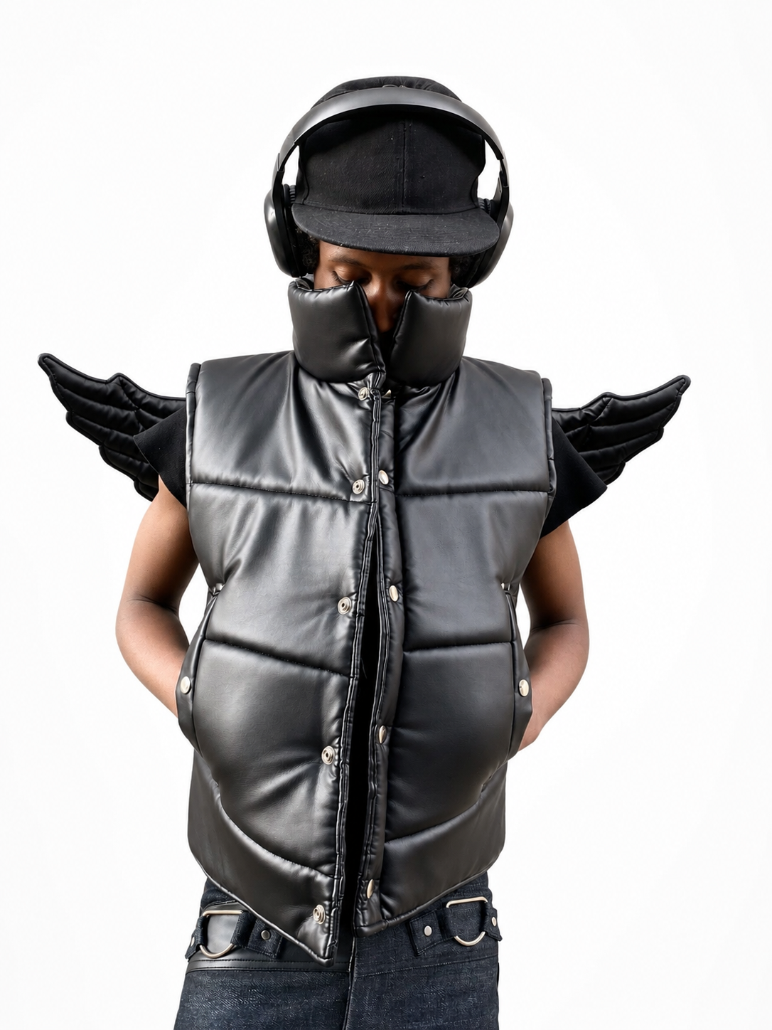 ANGELCORE LEATHER PUFFER VEST